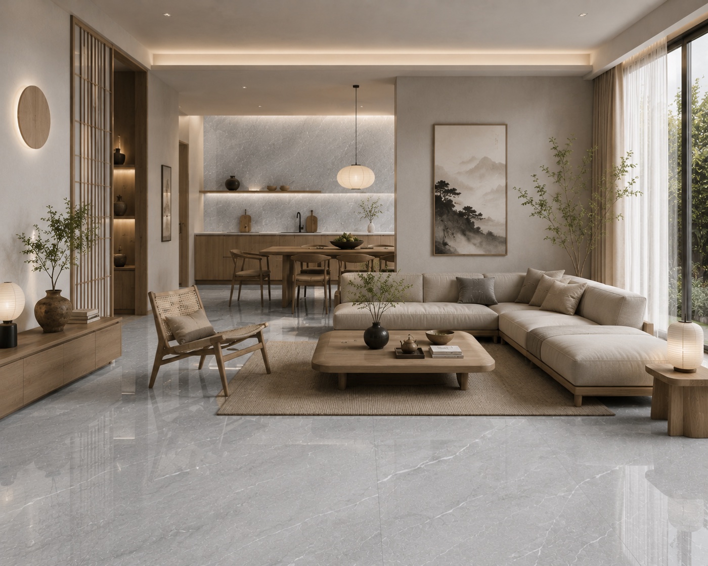 Phòng bếp Calacatta Royal phong cách Japandi