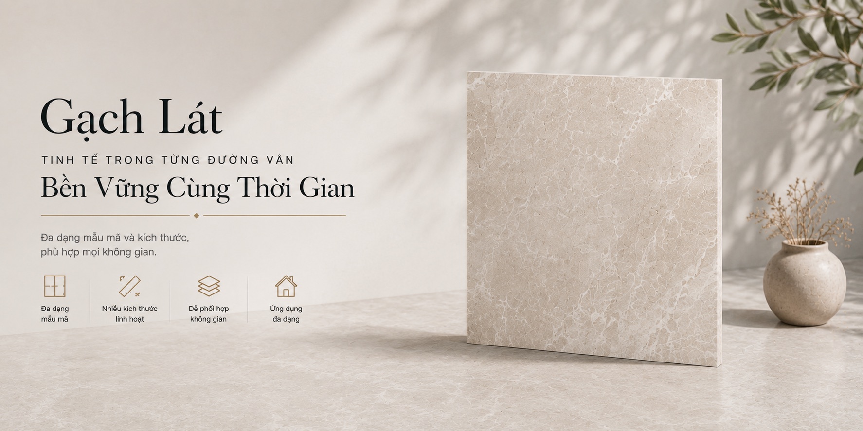 Gạch lát porcelain cao cấp — tinh tế trong từng đường vân